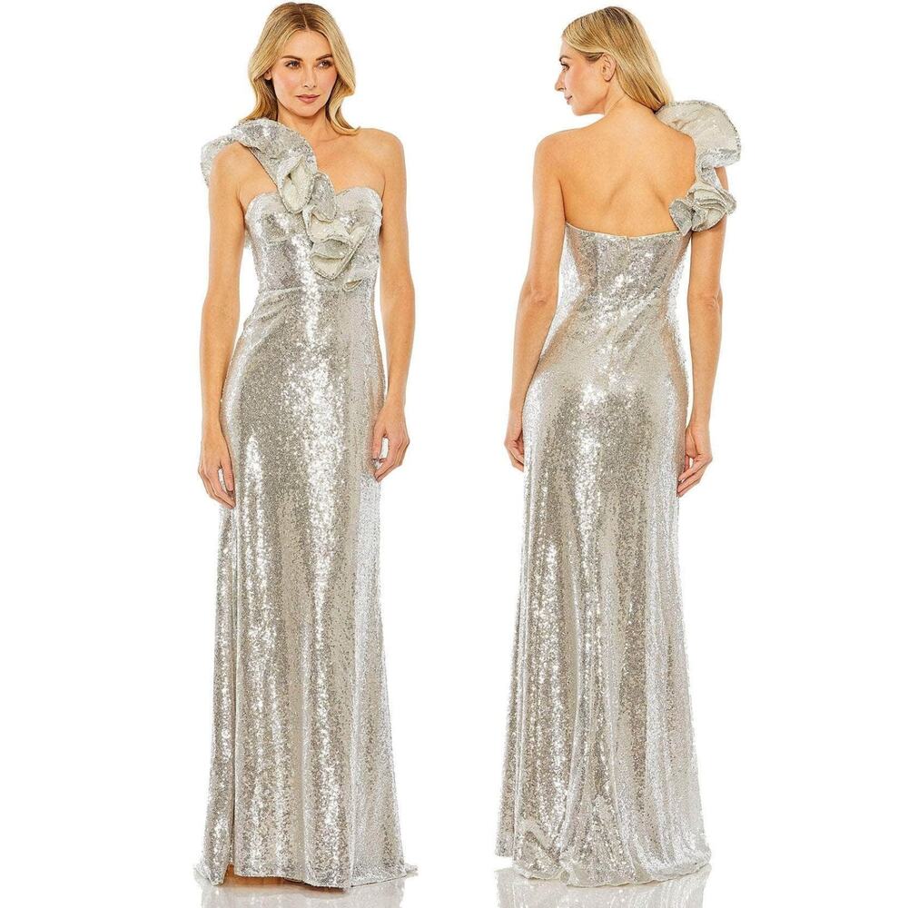 Mac Duggal 68513 Sequin Gown One Shoulder Ruffle Formal Evening Party Prom 10